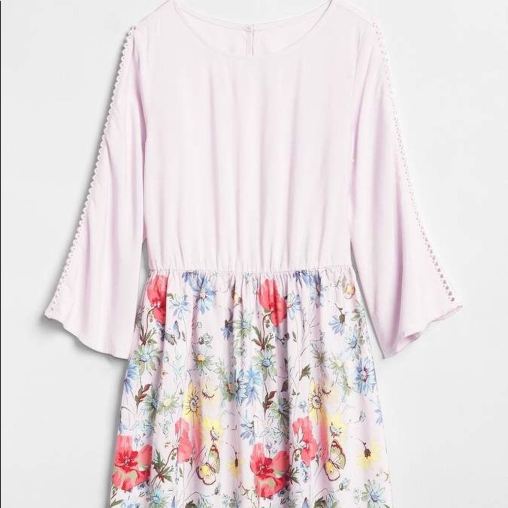 3/$27GAP Bell-Sleeve Mix-Fabric Dress pink quartz